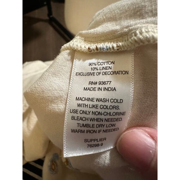 A.N.A. Embroidered Pintuck Blouse, Linen Cotton Blend, Plus Size 3XL - Picture 5 of 6